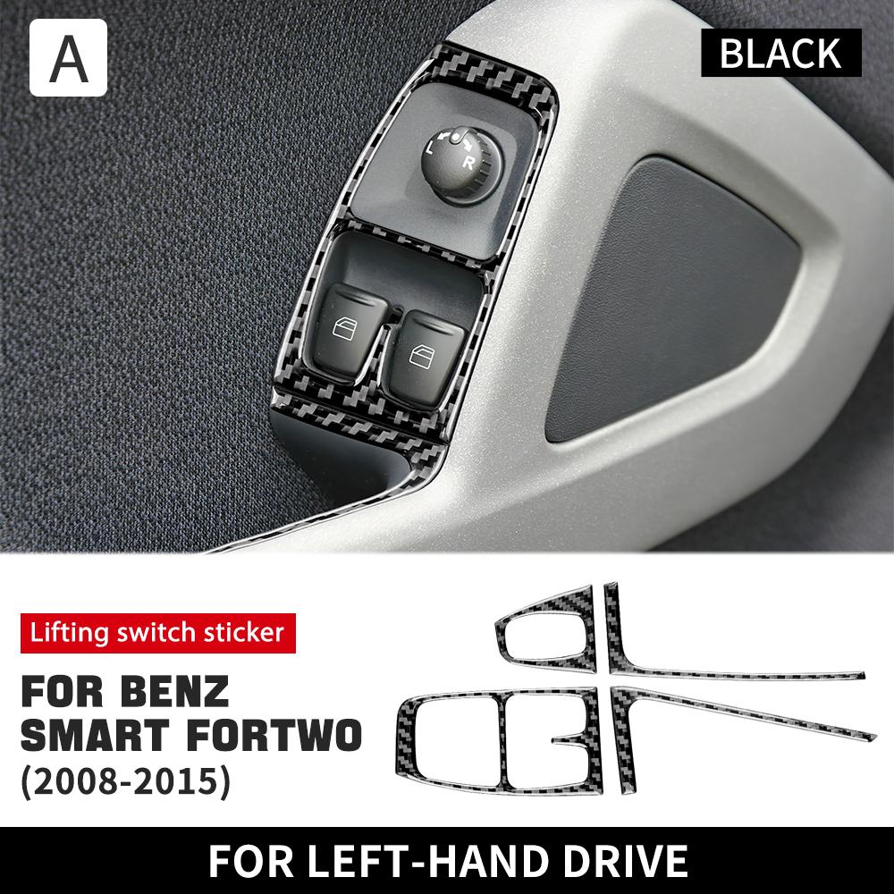 Real Soft Carbon Fiber for Mercedes Benz Smart 451 Fortwo 2008 2009-2014 2015 Car Door Window Lift Switch Button Panel Sticker