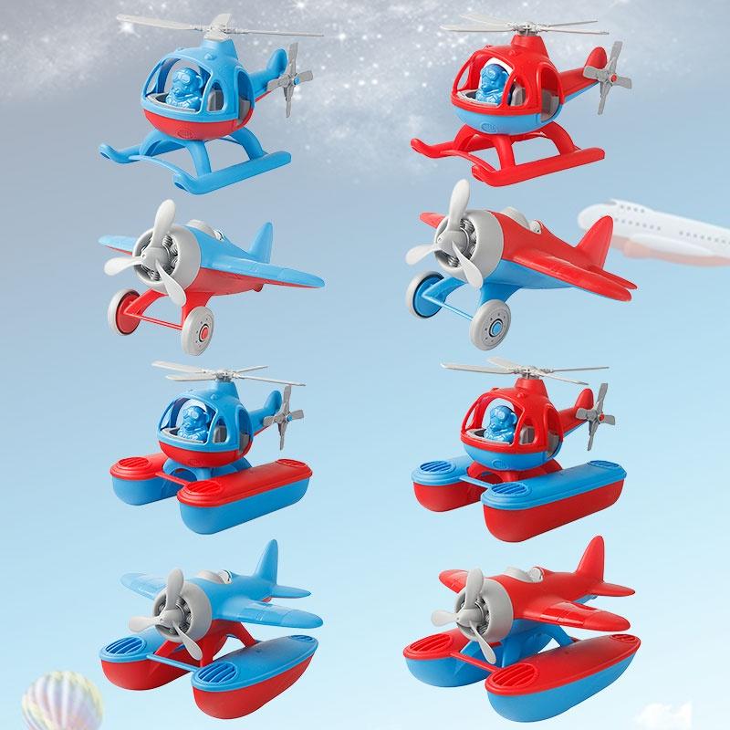 Durable Plastic Aircraft Model Toy Cartoon Beach Airplane Wwii Fighter Jet Helicopter Red/blue