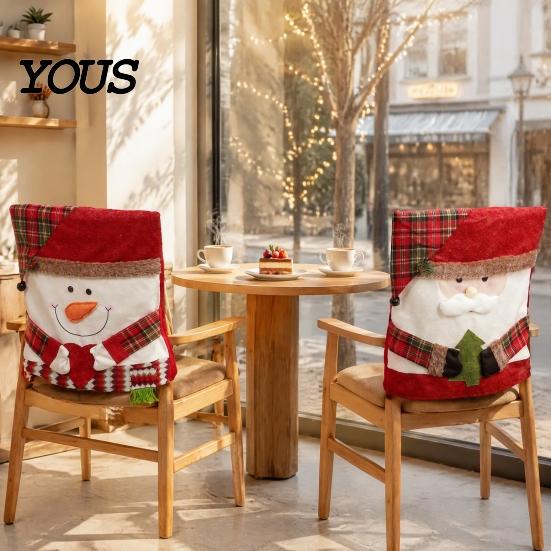 Festive Table Decor for Christmas Dining Chair Cover, Washable Seat Protector, Santa Snowman Covers Deer Slipcover Home Holiday Party Decorations