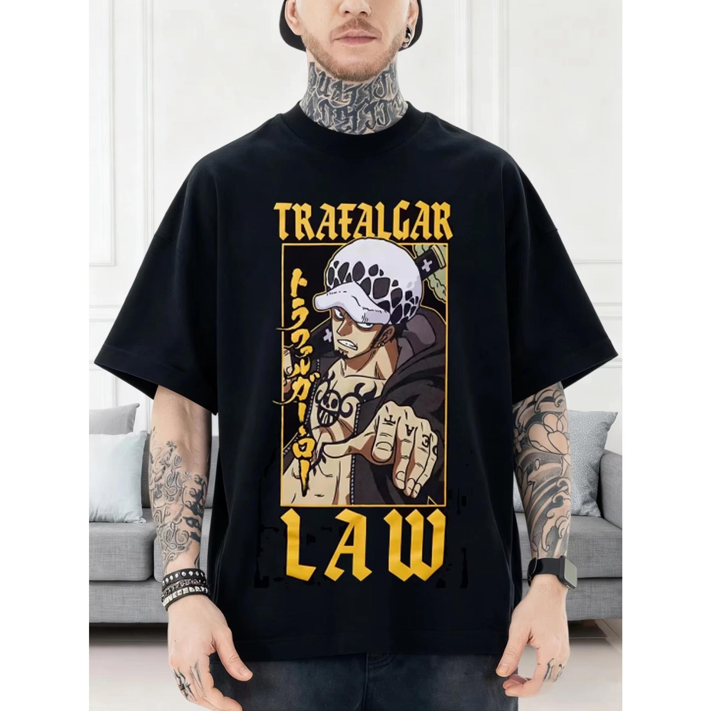 

2026 new bestselling One Piece Trafalgar Rowe Portrait Tshirt Casual cotton short sleeve Tshirt for men and women 4XL