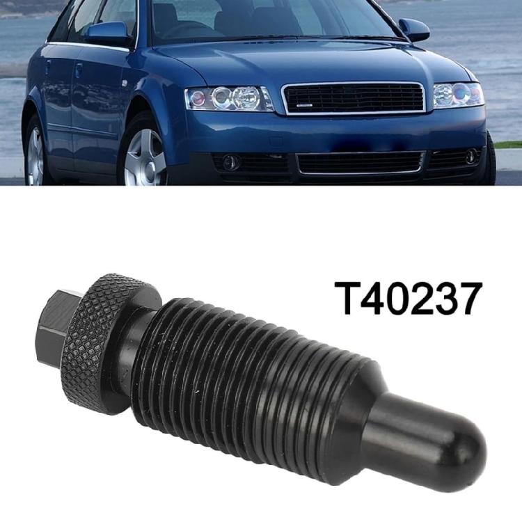 Metal Positioning Tool T40237 for Timing Service Alignment, Rounded Tip Entry, and Threaded Locking Support in Workshop Repair Tasks