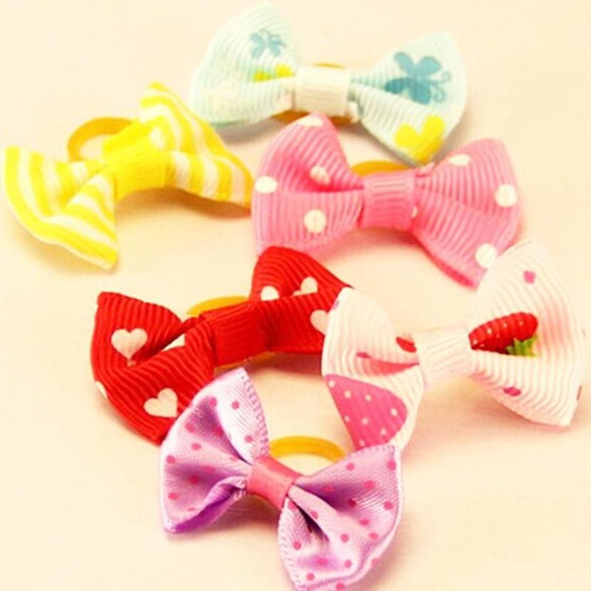 5 Pcs Random Color Pet Cat Dog Hair Rubber Belt Headwear Beauty Accessories Dress Up And Accessories