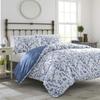 Parure de lit - laura ashley - elise - réversible - 100% coton - motif floral bleu moyen