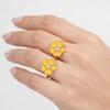Dripping Oil Flower Ring Camellia Flower French Irregular Ring Creative Enamel Finger Ring  Wedding