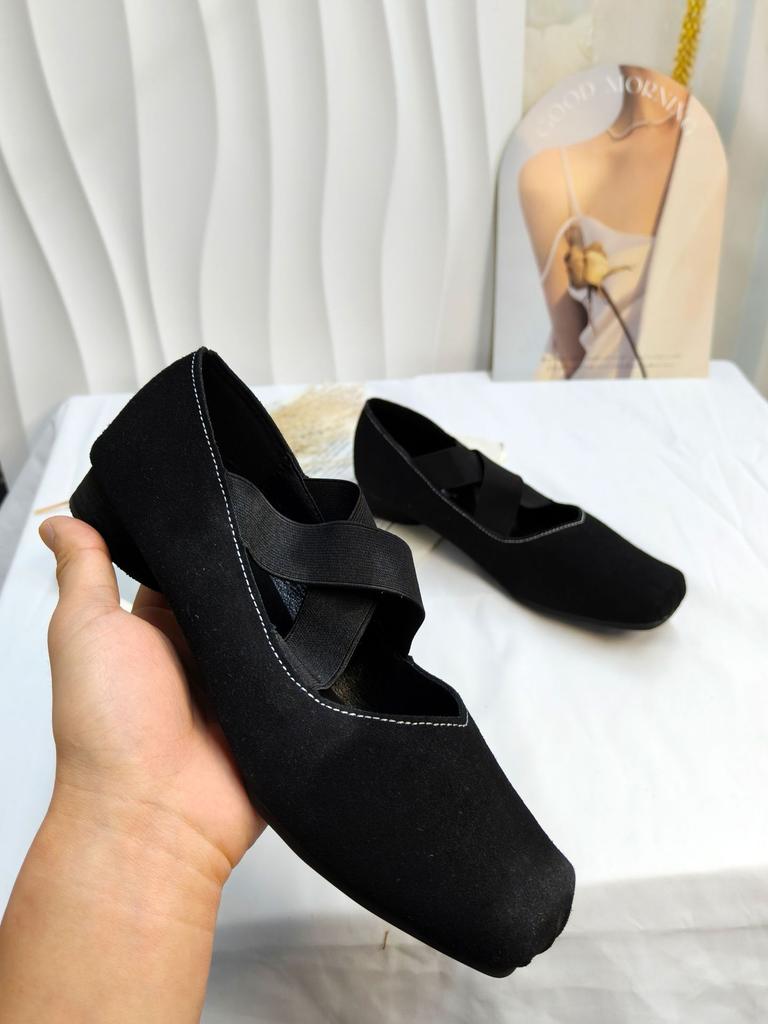 Spot Second Hair! Fashion Versatile New Pig Nose Horse Leather Cross Strap Thick Heel Mary Jane Ballet Shoes Women's Single Shoes