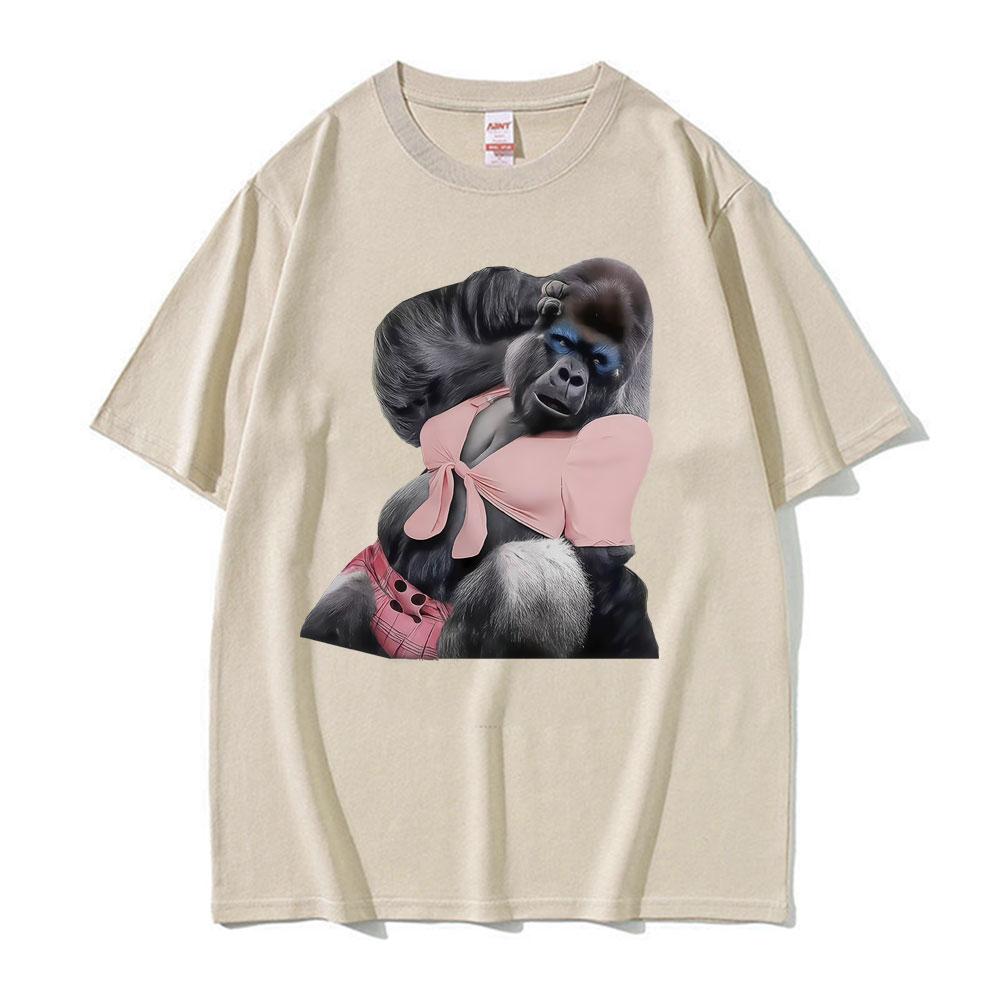 For Her Humor Funny Gorilla Meme Graphic T-shirt Men's Women Fashion Trending T Shirts Short Sleeves Oversized Hot Sale T-shirts