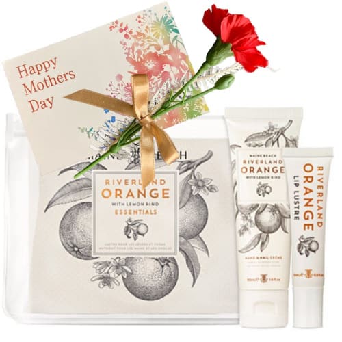 MAINE BEACH Essential Duo Pack Hand Cream & Lip Balm Set, Gift Wrapping, Mother's Day Set with Carnation (Riverland Orange/Mother's Day Set) from an A