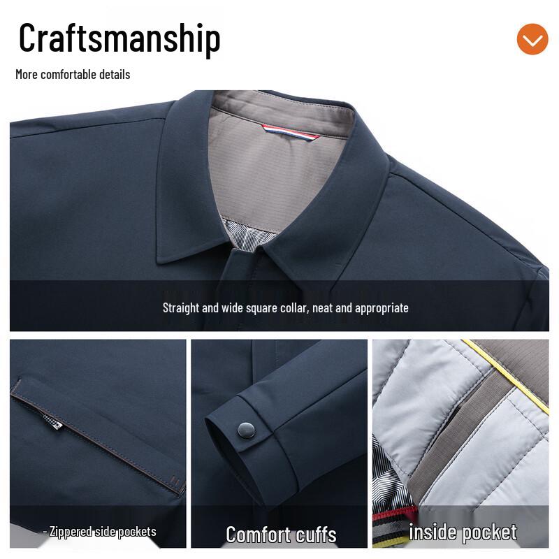 ROMON Men's Business Casual Turn-down Collar Thick Cotton Jacket