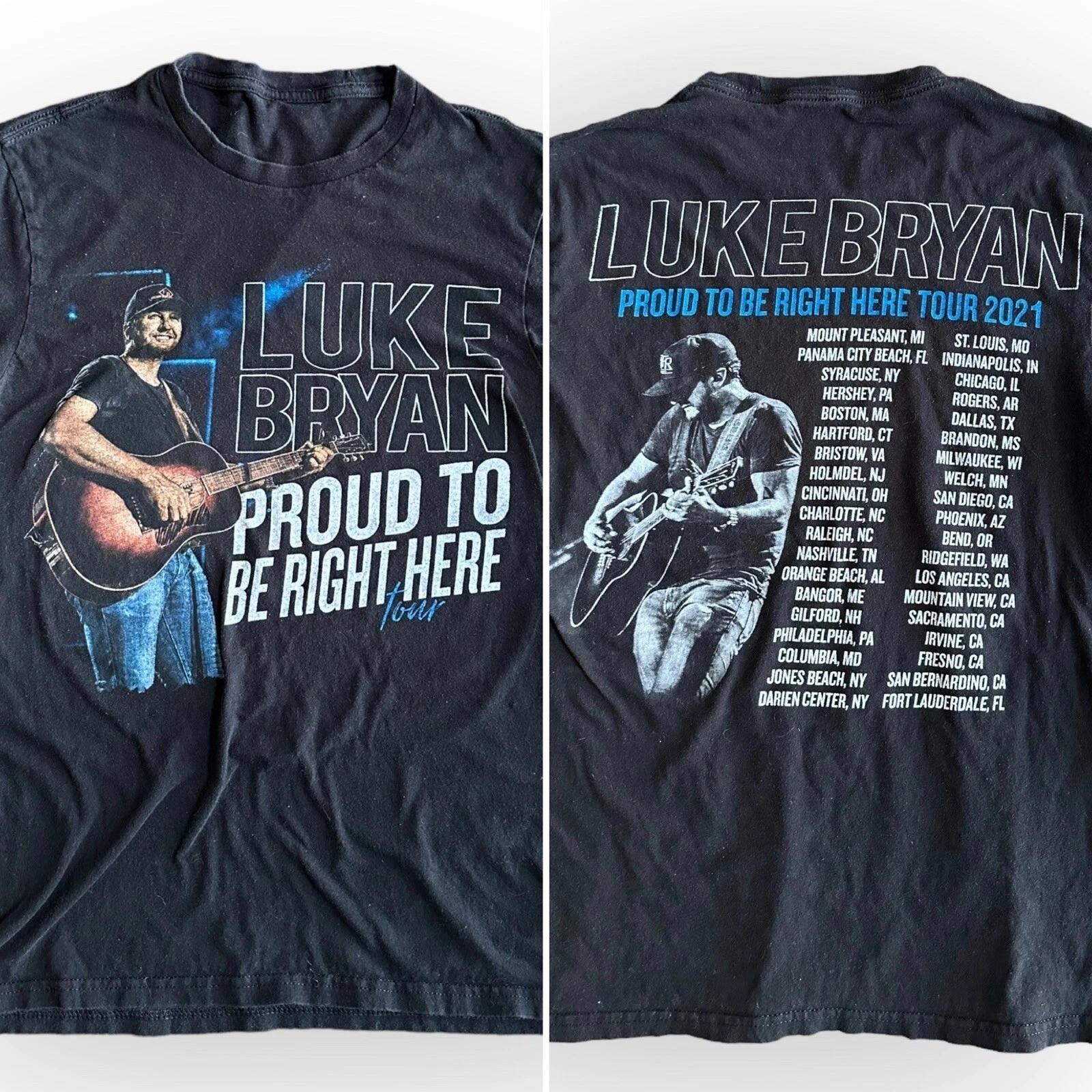 VTG Luke Bryan 2 Sides Proud To Be Here 2021 Black S to 5XL Shirt SG539 S разноцветный