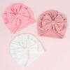 Solid Color Infant Turban Hat Elastic Baby Beanie Cap with Bowknot Decor Fashionable Headdress Cosy Newborn Accessories