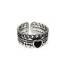 Picche Danneggiate Cuore Nero a Forma di Cuore Anelli Apribili Retro Combinazione a Tre Strati Gioielli in Argento Sterling 925 Amore Dolce TYB032