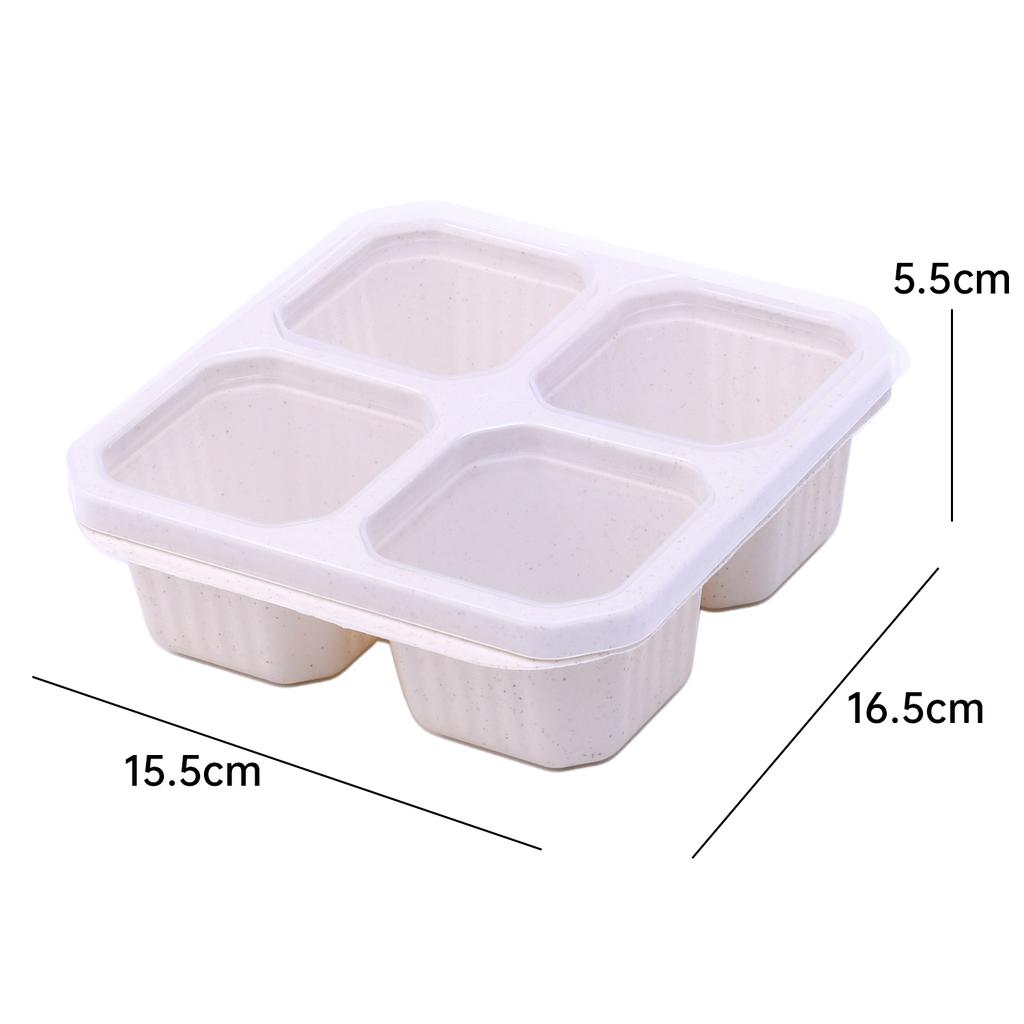 4 Grid Snack Containers Reusable Meal Prep Lunch Containers Portable for Kids and Adults Home Snack Storage Bottles Kitchen Tool