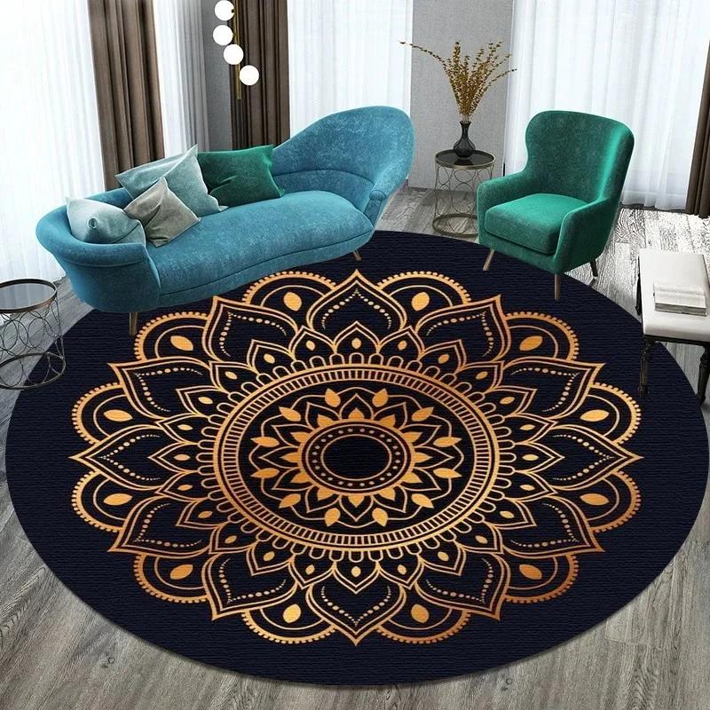 Bitcoin Round Carpet Anti-Slip Circle Area Rug Large for Home Living Room Floor Mat Bedroom Decor Chair Drum Rug Chair Doormat