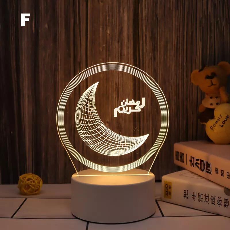 Ramadan LED Light Moon Star Eid Mubarak Muslim Lamp Ornament Home Party Decor