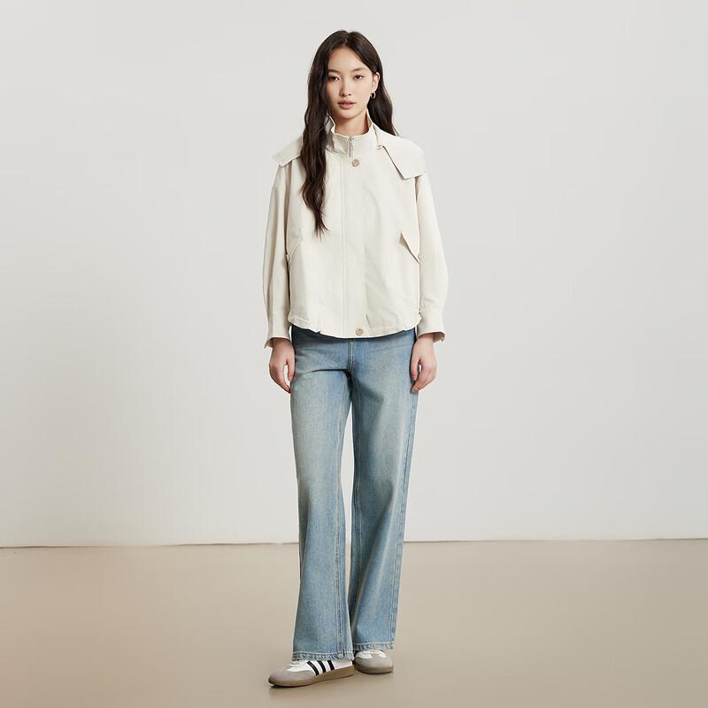 Gejin Women's Slim-Fit Short Trench Coat