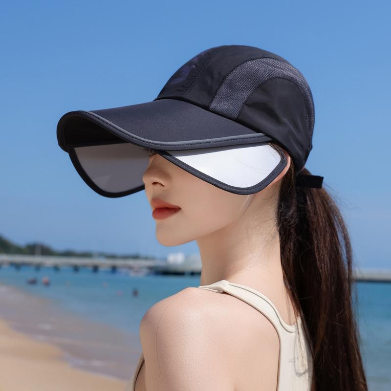 Summer sunscreen hat women's outdoor cycling breathable duck tongue baseball cap quick-drying waterproof retractable big-brimmed sun hat