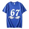 Amerikanischer Stil Six Seven 67 Cartoon Reine Baumwolle Bedruckt Sommer Neuer Modetrend T-Shirt für Unisex und Damen Locker Freizeit T-Shirt