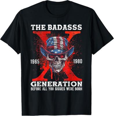 Retro Gen X The Badasss Generation Horror Skull X Generation T-Shirt
