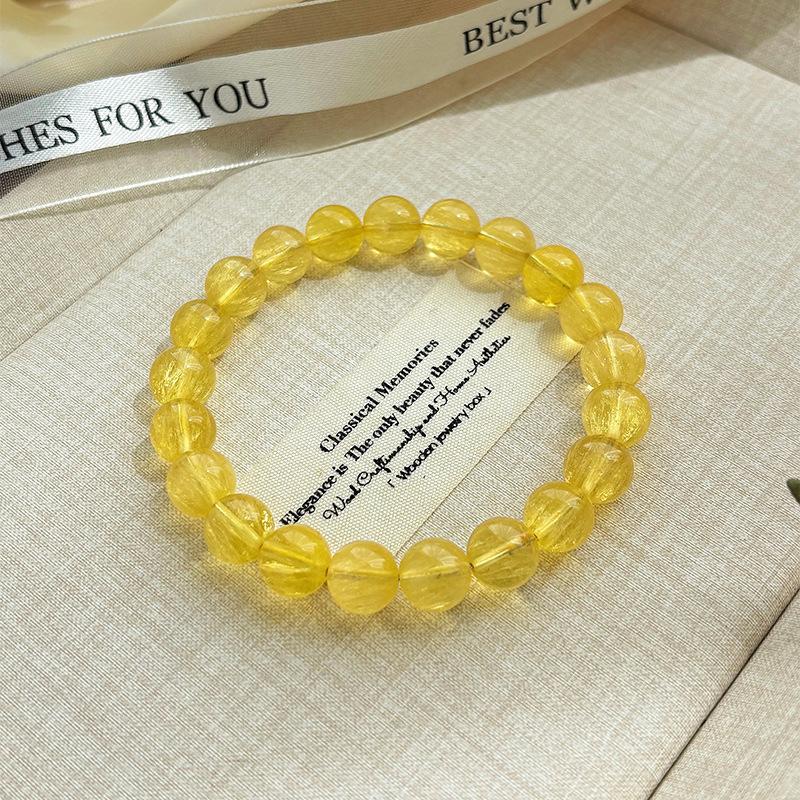 

Raw yellow fluorite bracelet, rare brushed crystal bead bracelet, a birthday gift for girlfriend or best friend 【Golden Abundance9-10mm
