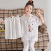 Girls Pajama Set Ice Silk Short Sleeve 3-Piece Cartoon Home Wear Ages 8