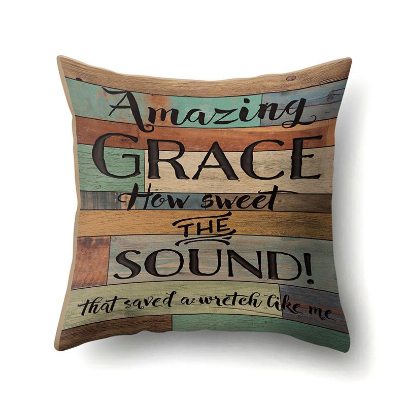 Polyester Pillowcase, Automotive Retro Wood Grain Printing Pillowcase, Waist Cushion Cover, English Cushion, Bedside Cushion Cover