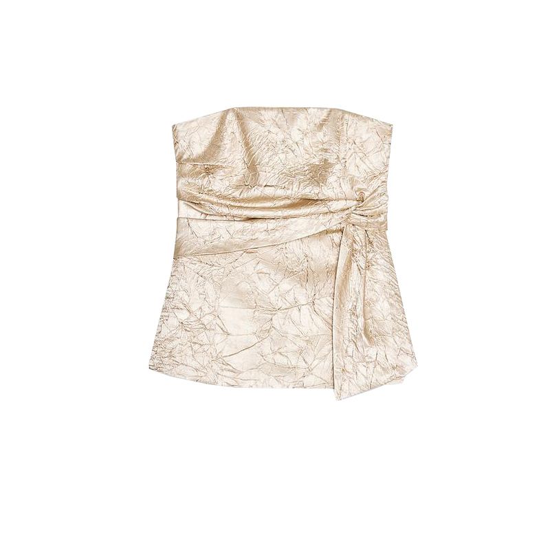 

Pleated Effect Texture Corset Tops 3022900 Pleated Silk Satin Texture Pants 3177900 Golden Tops L