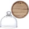 Display Shelves Glass Lid Tray Pastry Serving Cake Plate Server Wood Holder Food with Dome Mini Dessert Multi-use Base