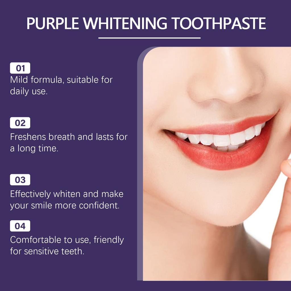 Purple Whitening Toothpaste Color Corrector Promote Oral Health Mint Remove Yellow Stains Dental Brightening Toothpaste