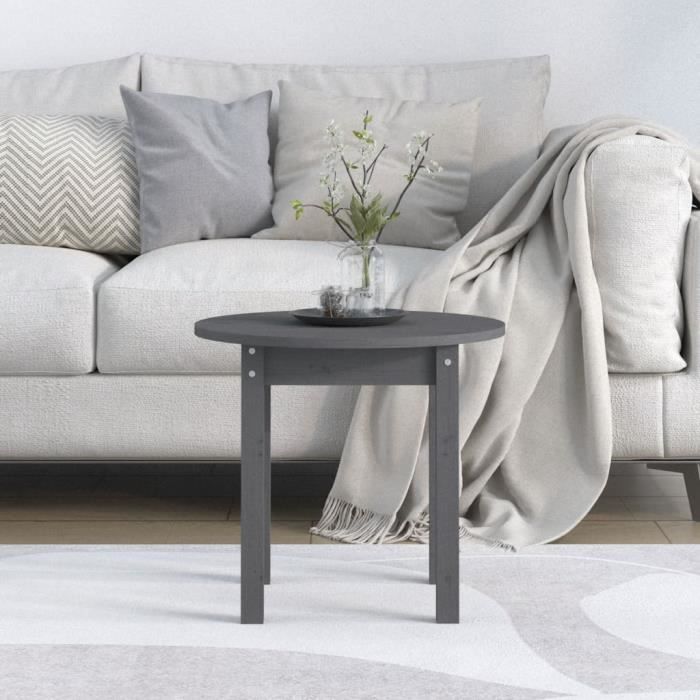 VidaXL Coffee Table Grey Ø 45x40 Cm Solid Pine Wood 822334