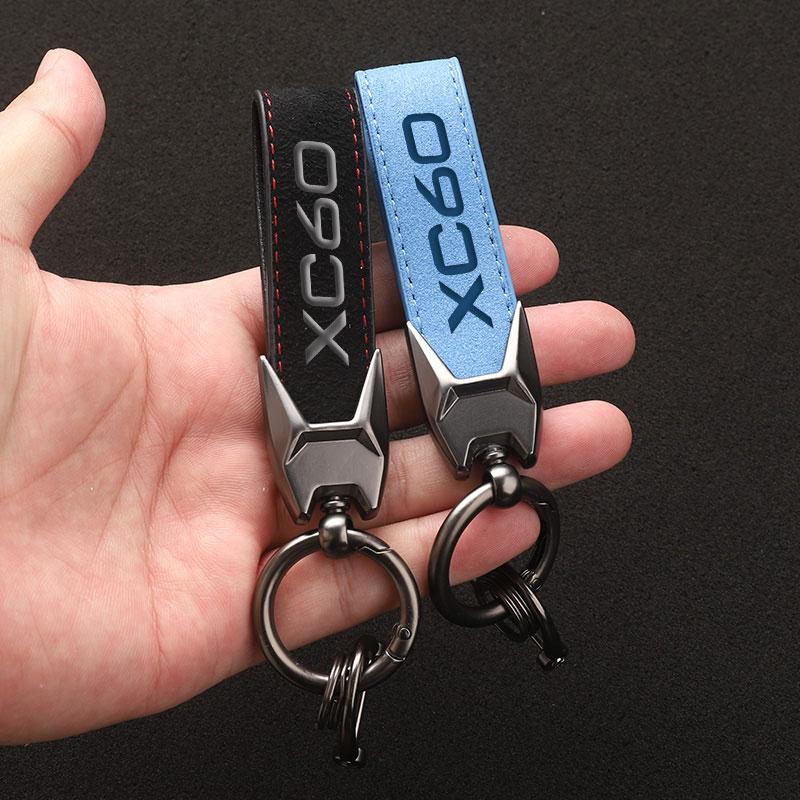 High Grade Suede Leather Car Keychain Key Rings Custom Gift 3D Imprinting with XC60 Logo For Volvo XC60 Car Accessories