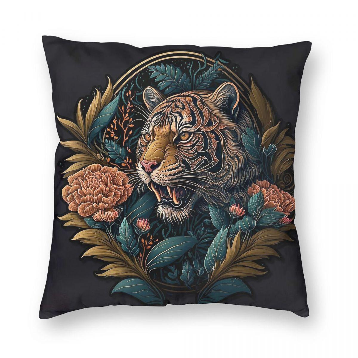 Siberian Tiger Endangered Species Square Pillowcase Polyester Linen Velvet Printed Zip Decorative Home Cushion Case 30x30cm
