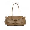 Large Capacity Tote Bag Women Khaki Crossbody Shoulder With Zip PU Leather Daily Commute Casual Use