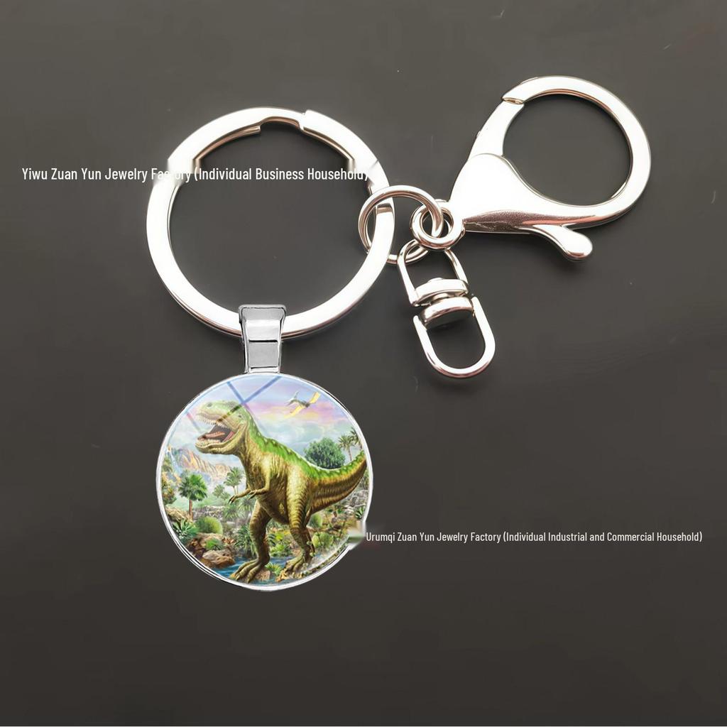 Dinosaur Keychain Pendant: T-Rex, Pterodactyl, Diplodocus, Spinosaurus with Metal Lobster Clasp - Popular European & American Design