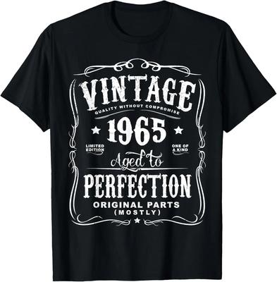 Vintage 60th Birthday Decorating Men Fun 1965 60th Birthday T-shirt Custom Printed Graphic T-shirt Casual Camiseta Hombre Tops