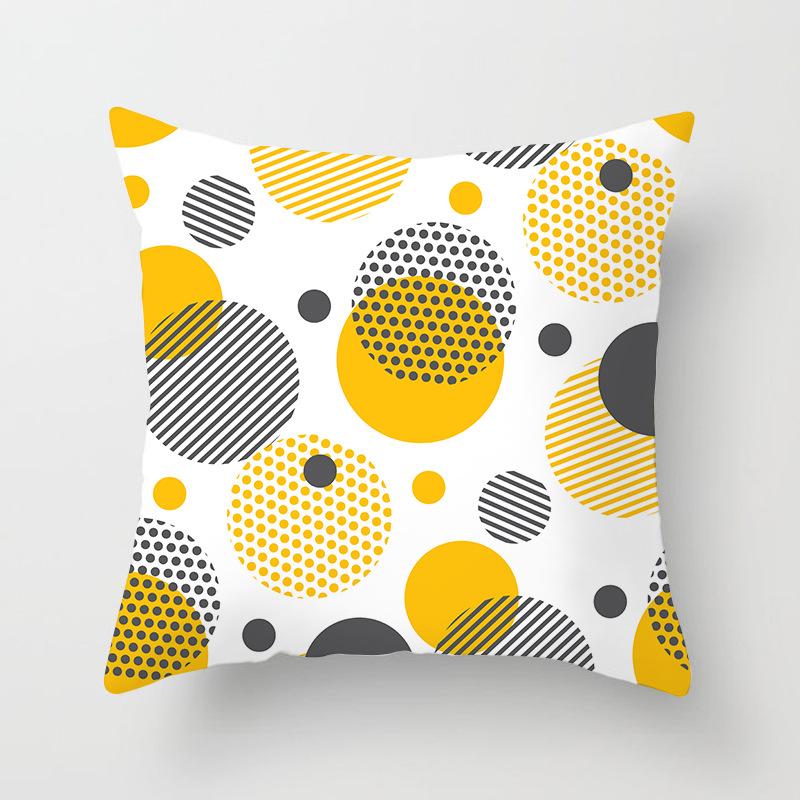 Față de pernă nouă galbenă cu desene animate geometrice, personalizată pentru decorarea casei, pernă de canapea