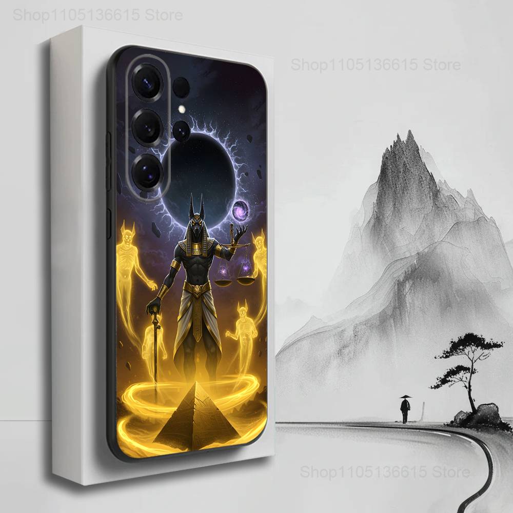 Anubis God Egyptian Case For Samsung S22,S21,S9,S25,S24,S23,Ultra,FE,S20,S10,Plus,Lite,Soft Silicone Black