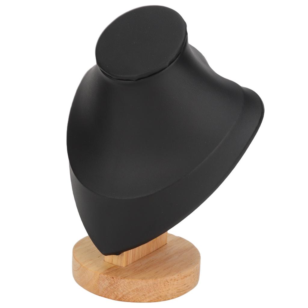 Necklace Display Holder Log Flannel PU Leather Necklace Holder Stand for Retail Store Black