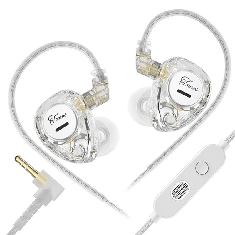 Taurus Double Dynamic Driver Cord Headphones Powerful Bass with Double-Microphones in Ear Monitor Earphones