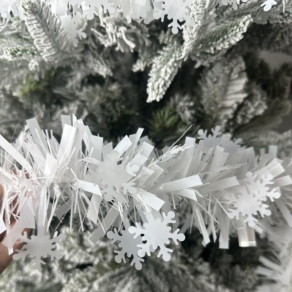 2PCS 2M Christmas Snowflake Tinsel Ceiling Hanging Tinsel Christmas Tinsel Garland White Ribbon Twist Snowflake Ribbons
