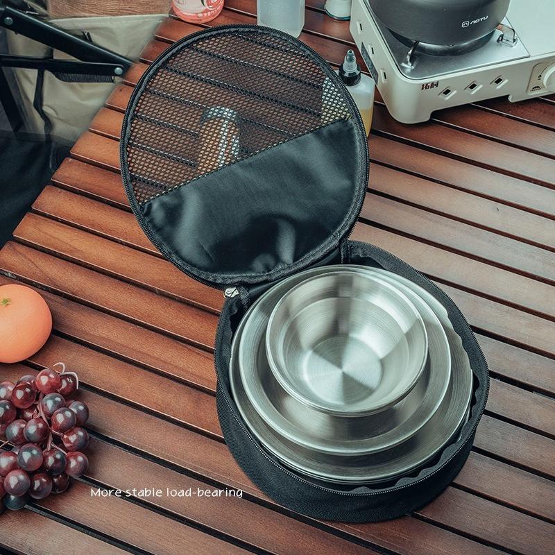 1Pc Outdoor Dinnerware Set, Camping Cutlery Bag, Road Trip Camping BBQ Plate, Home Storage Bag