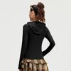 Juyitang Women's Slim Fit Hooded Sports Jacket with Pockets - New Style, Breathable & High Elastic