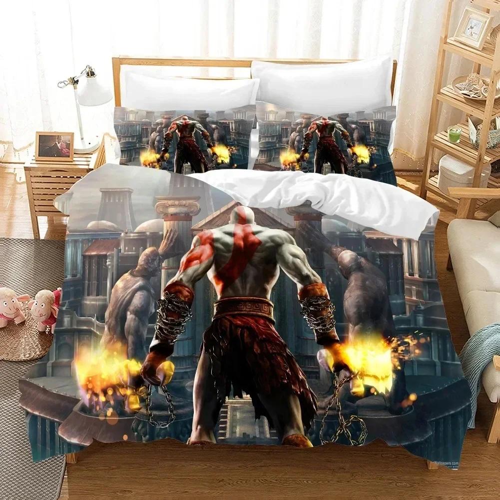 Comforter New 3D Print Game God Of War Comfortable Duvet Bedding Set Children Bedroom Decoration Home Textile