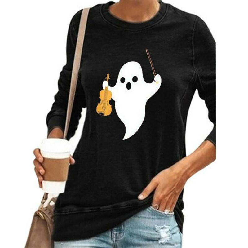 Womens Long Sleeve Halloween Printed T 
