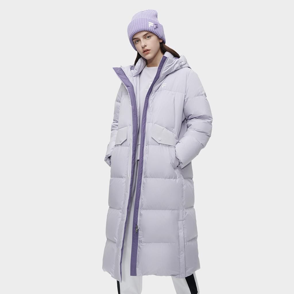 FILA Urban Tech Long Fashion Warm Hooded Coat Women Outerwear Lavender T11W341910F-PU