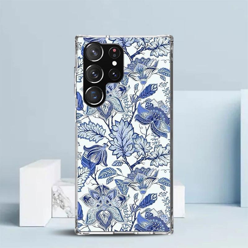 Blue And White Porcelain Soft Cover for Samsung Galaxy S25 Edge S26 S24 S23 Ultra Phone Case S22 S21 Plus S20 FE Print Pattern S