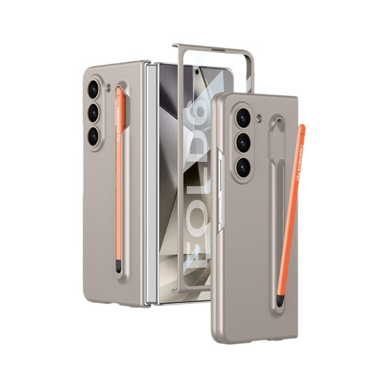 Samsung Z Fold6 Ultra-Thin Frosted Phone Case with Pen Slot - Solid Color Protective Cover