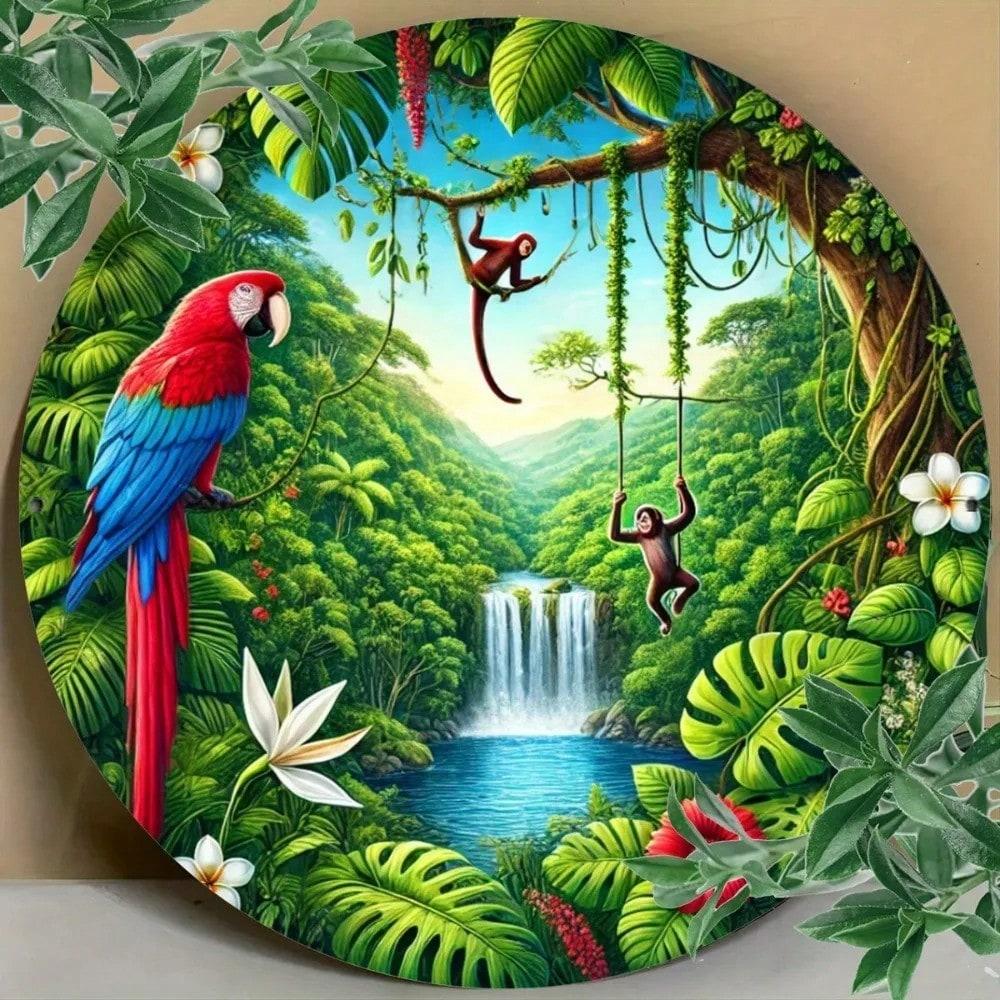 Round Iron Wall Art Sign, Metal Tin Plate for Home Garden Decor Indoor Outdoor