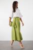 Women's Fashion Cinnamon Double Breasted Tie Detailed Woven Linen Look Skirt