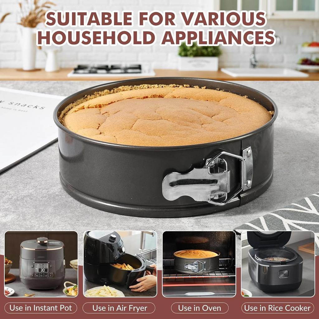 Springform Pan, 5PCS Cheesecake Pans with Removable Bottom, Non-stick Spring Form Pan for Cheesecake (Dark Gray, 7"-10")