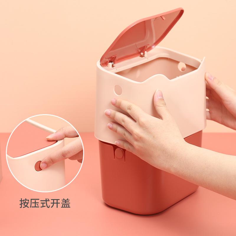 Cute Desktop Waste Bin Household Table Sundries Plastic Office Supplies Trash Can Mini Sitting Room Dustbin Barrel Box